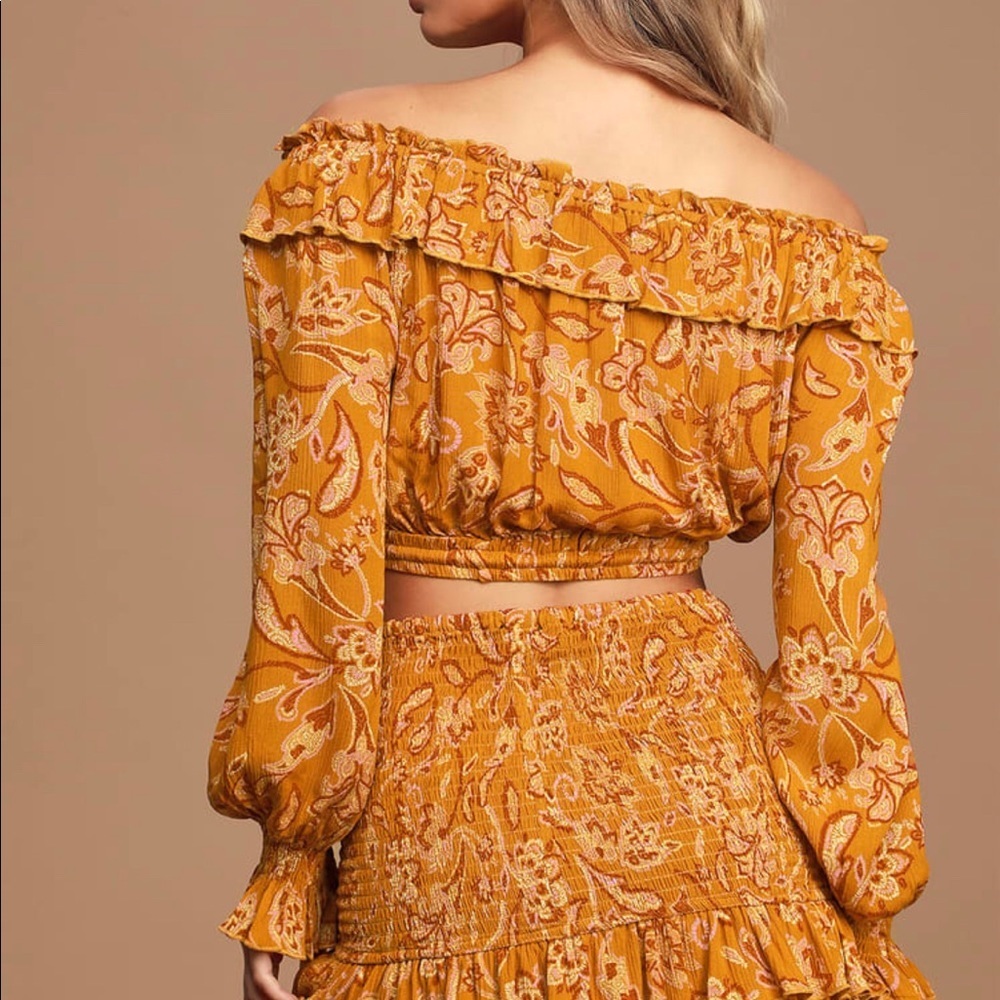 Be Free Mustard yellow Floral 2 piece set - Picture 3 of 3